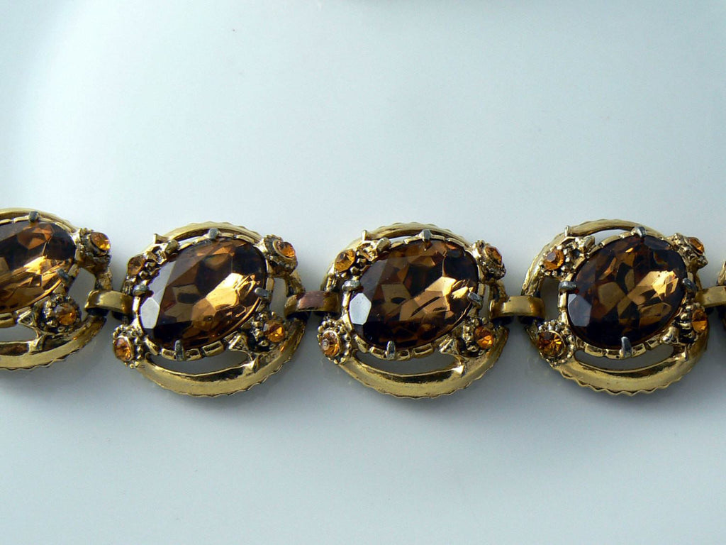 Vintage Chunky Topaz And Amber Bracelet And Earrings Set - Vintage Lane Jewelry