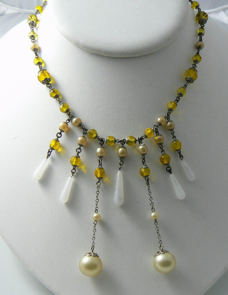 Vintage Golden Yellow Chandelier Style Necklace