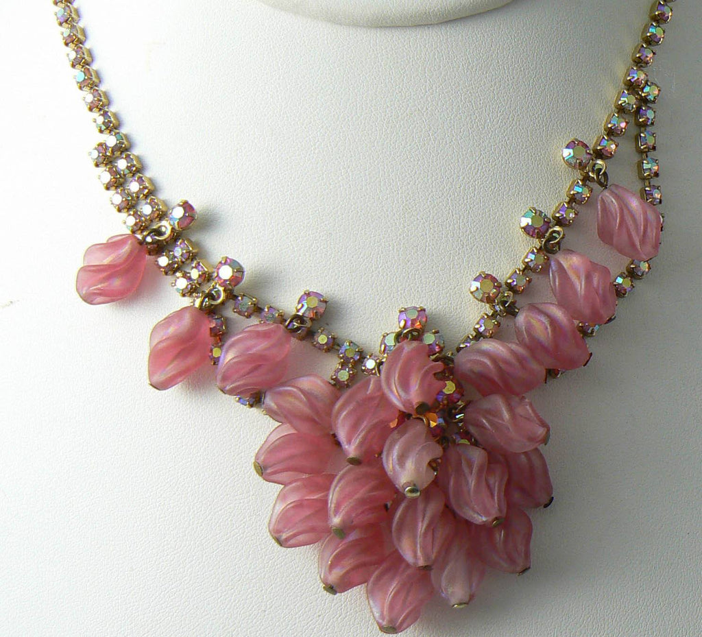 Fantastic D&e Juliana Drippy Bib Pink Necklace - Vintage Lane Jewelry
