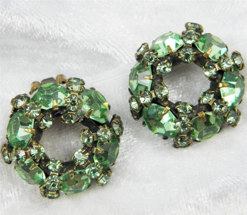 Vintage Spring Green Warner Clip On Earrings