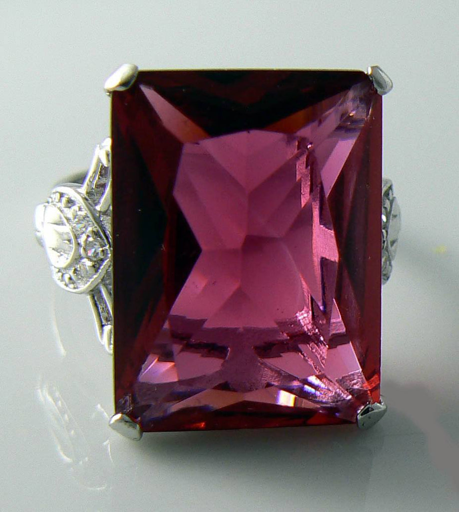 40ct Huge Red Ruby Solid Sterling Silver Estate Vintage Filigree Ring