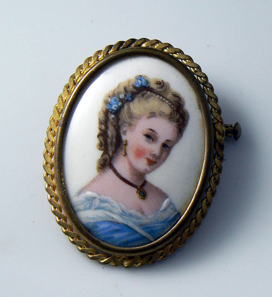 Jo Bary Limoges Brooch And Earring Set In Original Case - Vintage Lane Jewelry