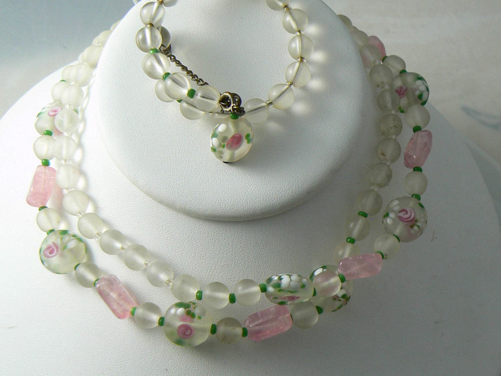 Vintage Miriam Haskell Wedding Cake Necklace And Bracelet Set