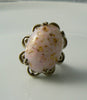 Vintage Hollycraft Huge Pink Cabochon Adjustable Ring - Vintage Lane Jewelry