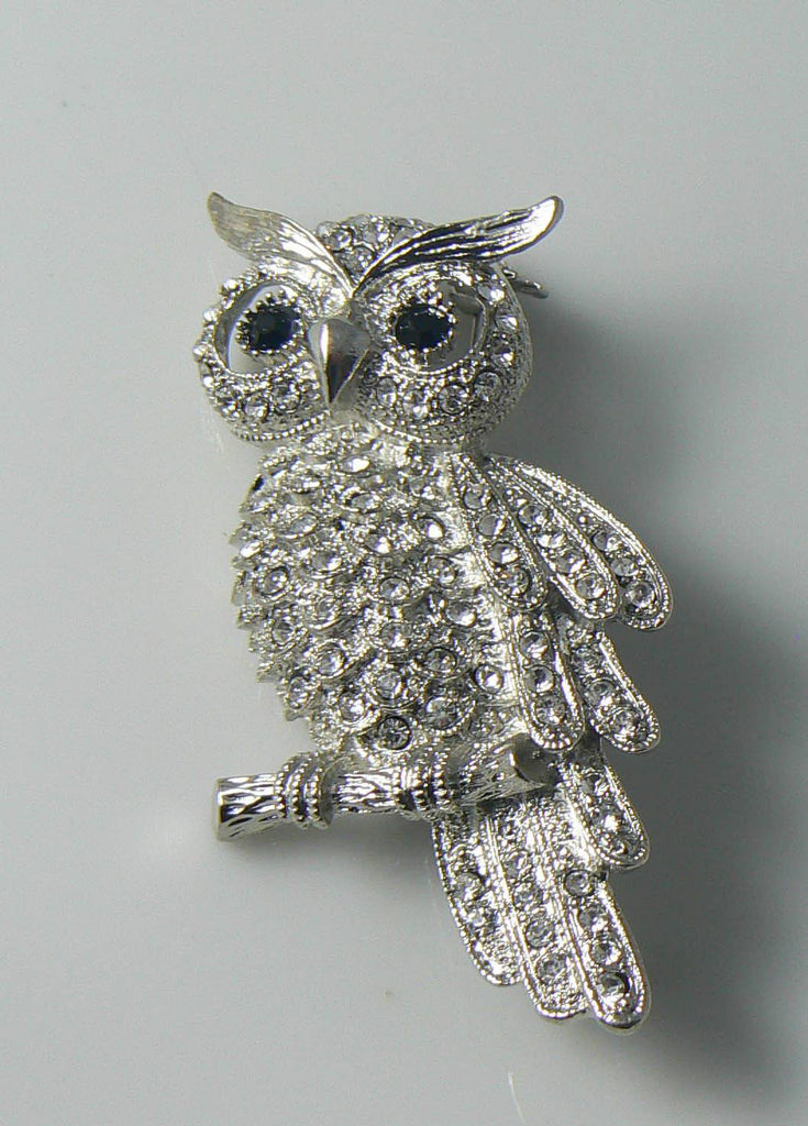 Vintage Diamante Owl Brooch