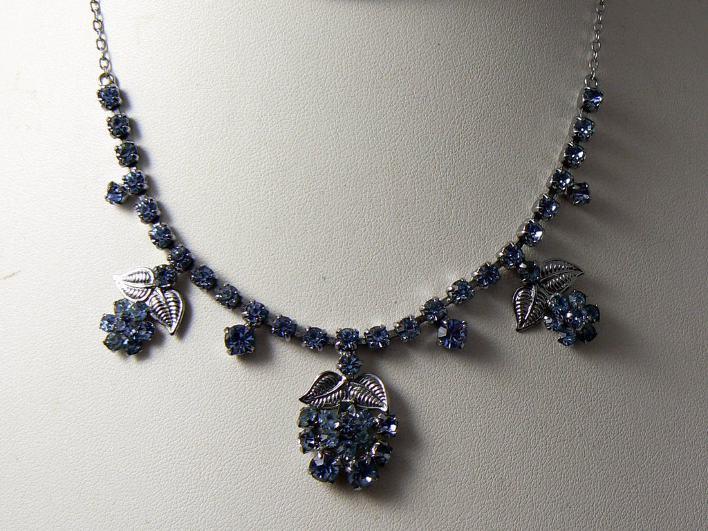 Vintage Sparkling Blue Rhinestone Necklace