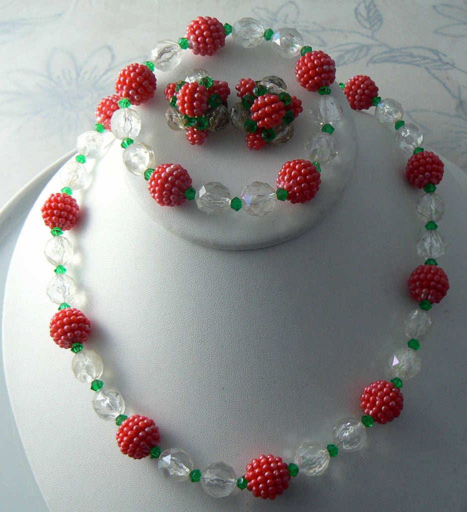 Vintage West Germany Lucite Raspberries Parure