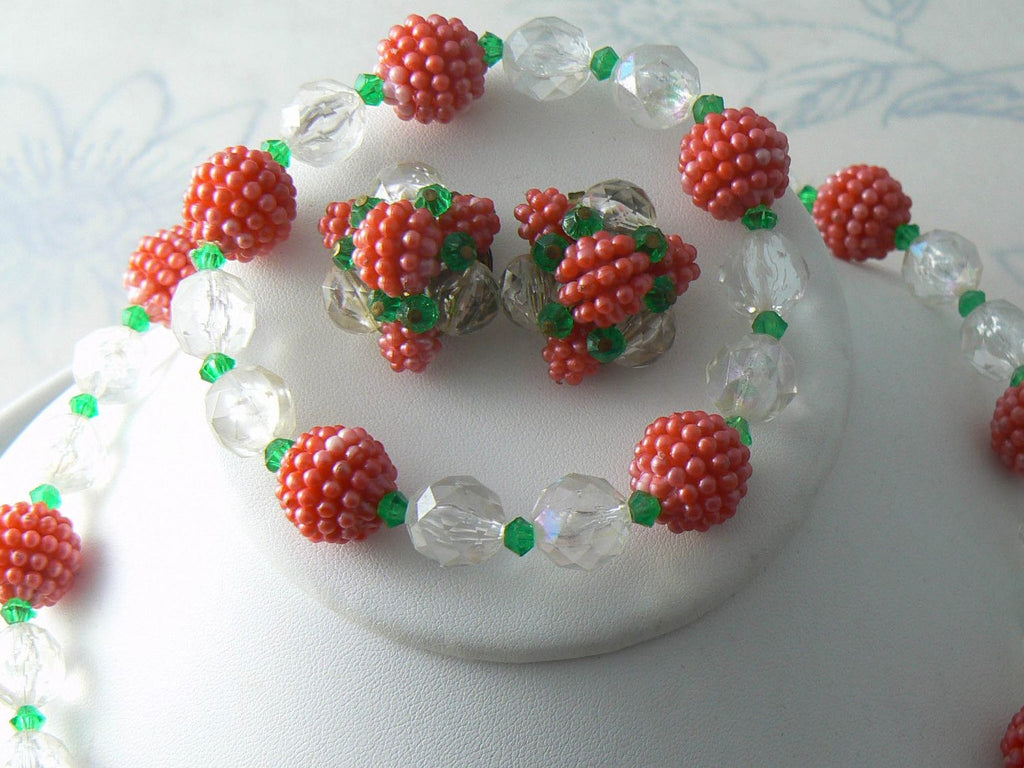 Vintage West Germany Lucite Raspberries Parure - Vintage Lane Jewelry