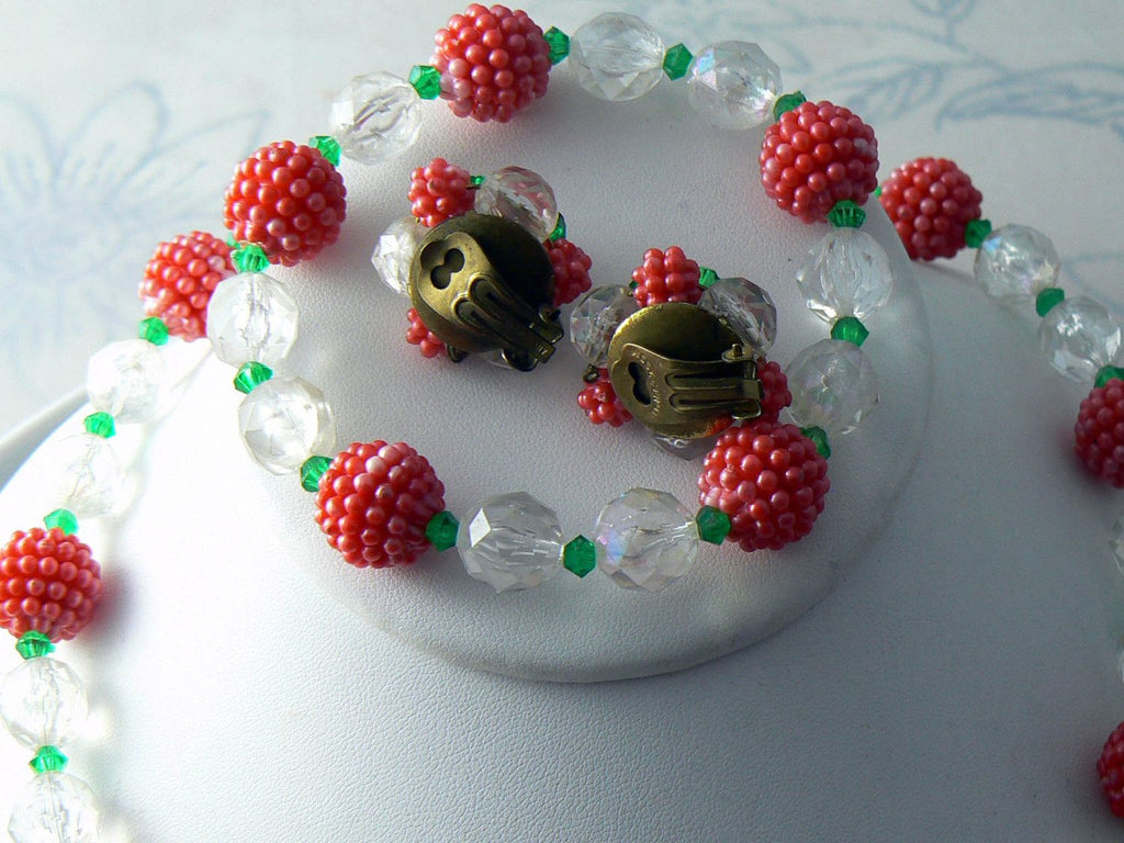 Vintage West Germany Lucite Raspberries Parure - Vintage Lane Jewelry