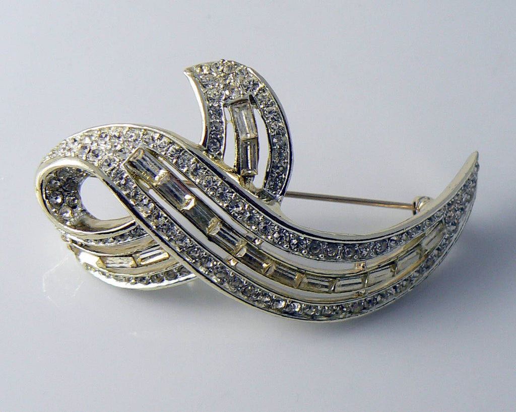 Vintage Kramer Rhinestone Baguette Brooch