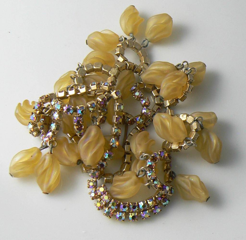 Juliana Ab Rhinestone Drippy Glass Bead Necklace Earrings Set - Vintage Lane Jewelry