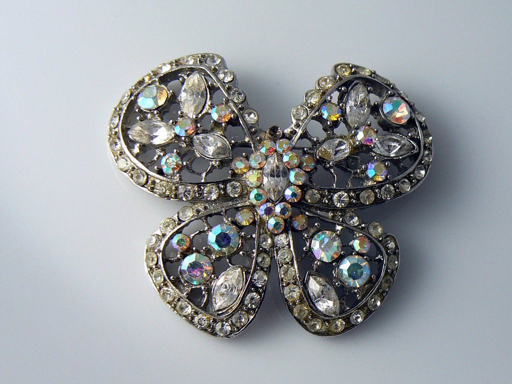 Vintage Ab Rhinestone Brooch