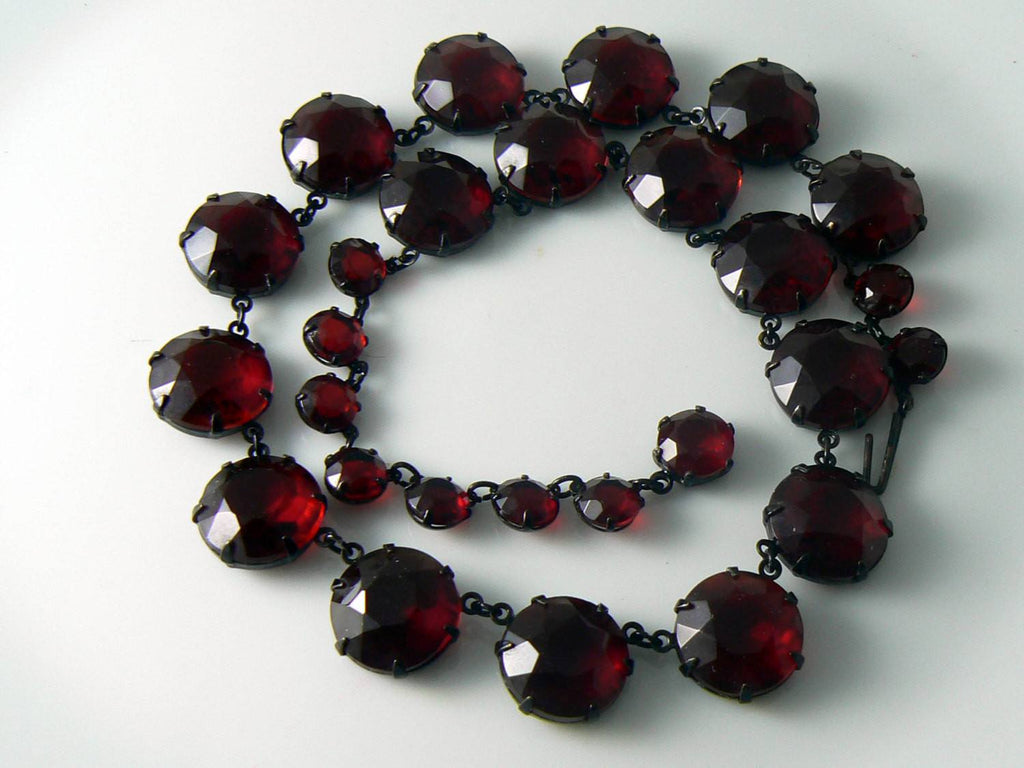 Vintage Ruby-Red Rhinestone Necklace