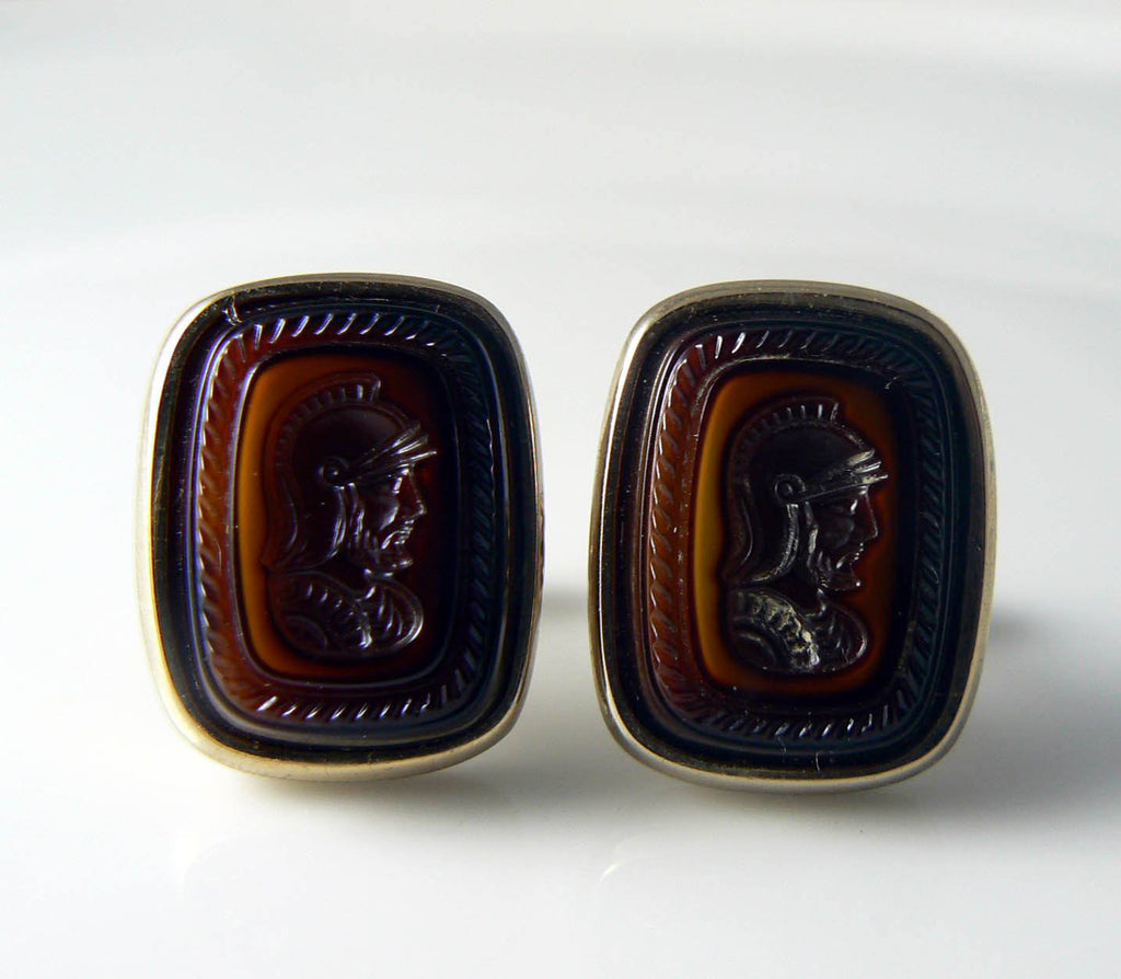Vintage Jewelry Cuff Links Hicock Usa Cameo Design