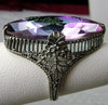 13ct Marquise Mystic Topaz Victorian Filigree Sterling Silver Ring - Vintage Lane Jewelry