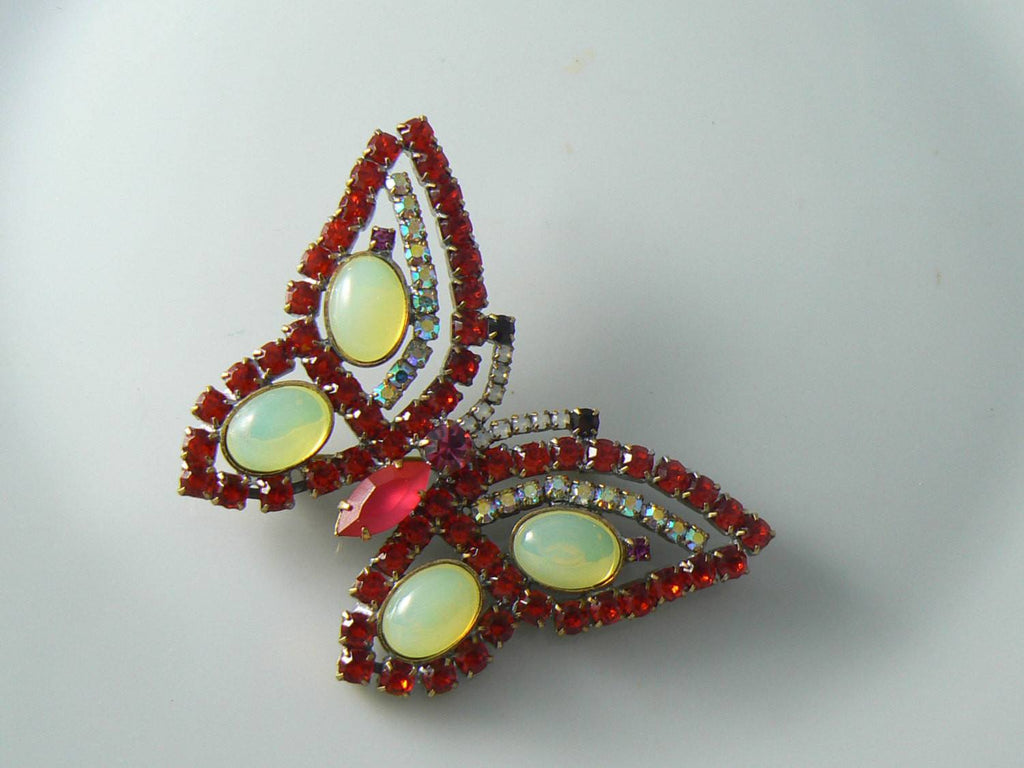 Vaseline Uranium Butterfly Brooch
