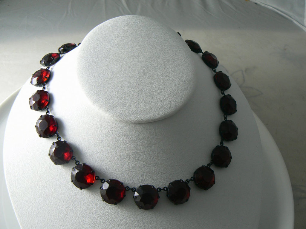 Vintage Ruby-Red Rhinestone Necklace - Vintage Lane Jewelry