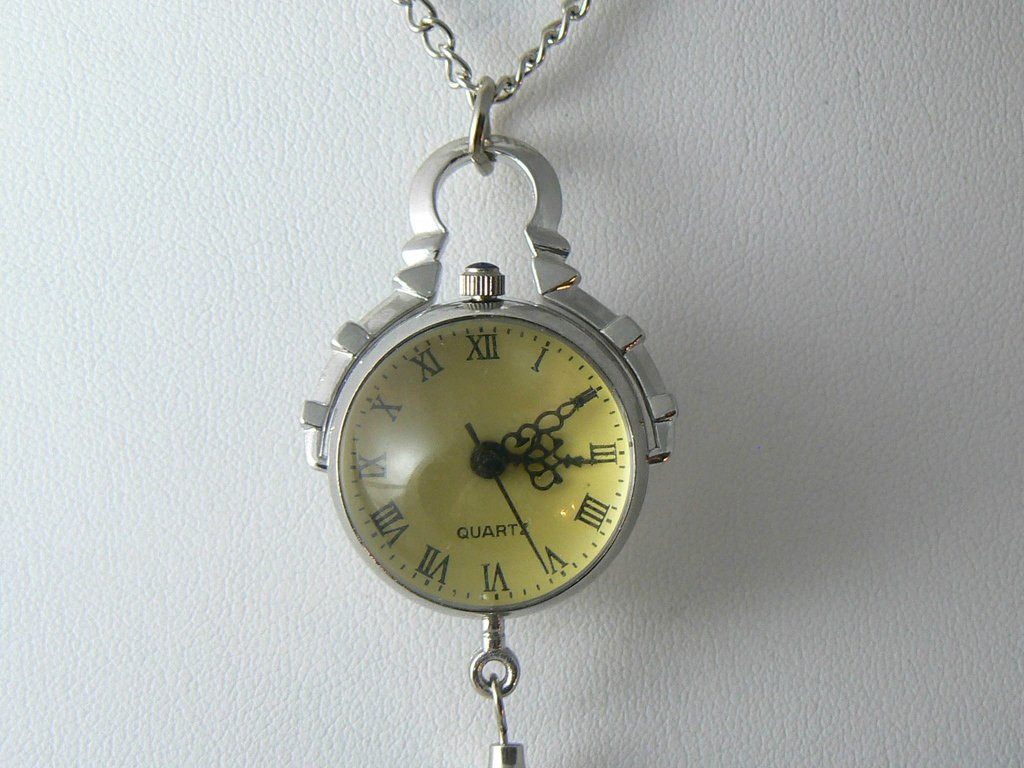 Very Unique Round Pocket Watch Necklace, Pendant & Chain - Vintage Lane Jewelry