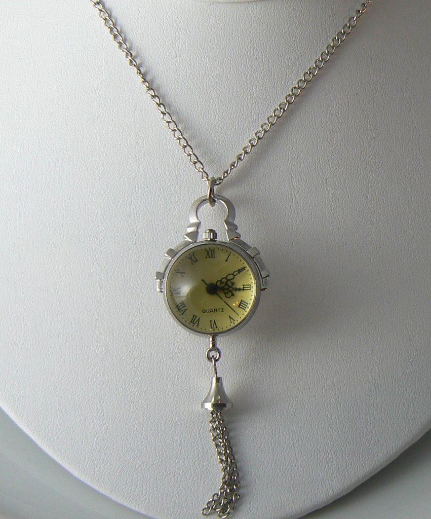 Very Unique Round Pocket Watch Necklace, Pendant & Chain