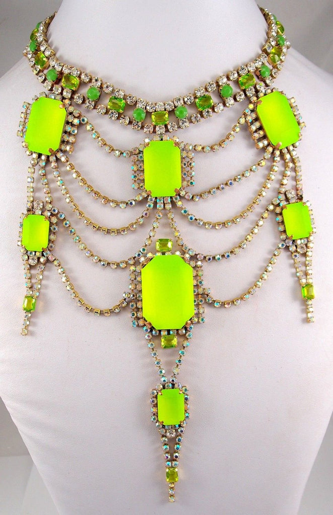 Beautiful Rhinestone necklace hand made in Czech republic NEON STONES