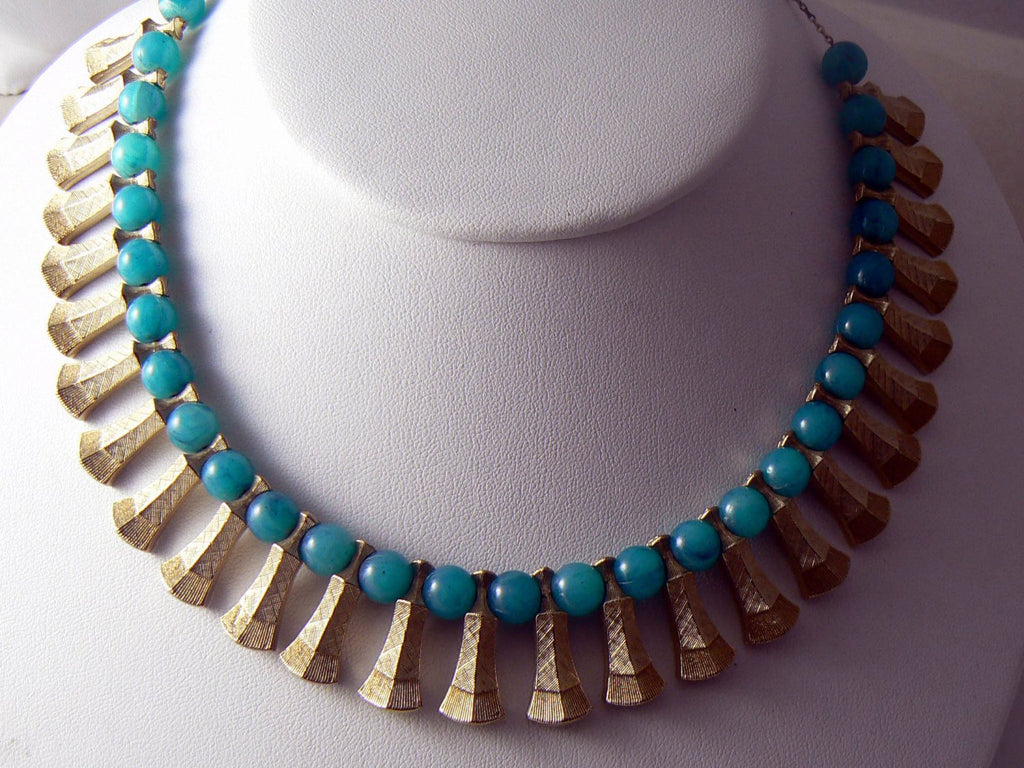 Egyptian Revival Glass Cleopatra Necklace