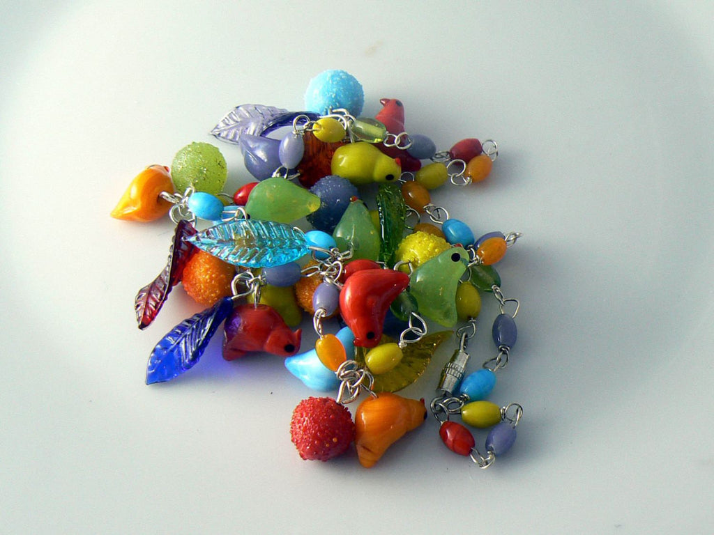 Vintage Murano Glass Bird and Fruit Necklace - Vintage Lane Jewelry