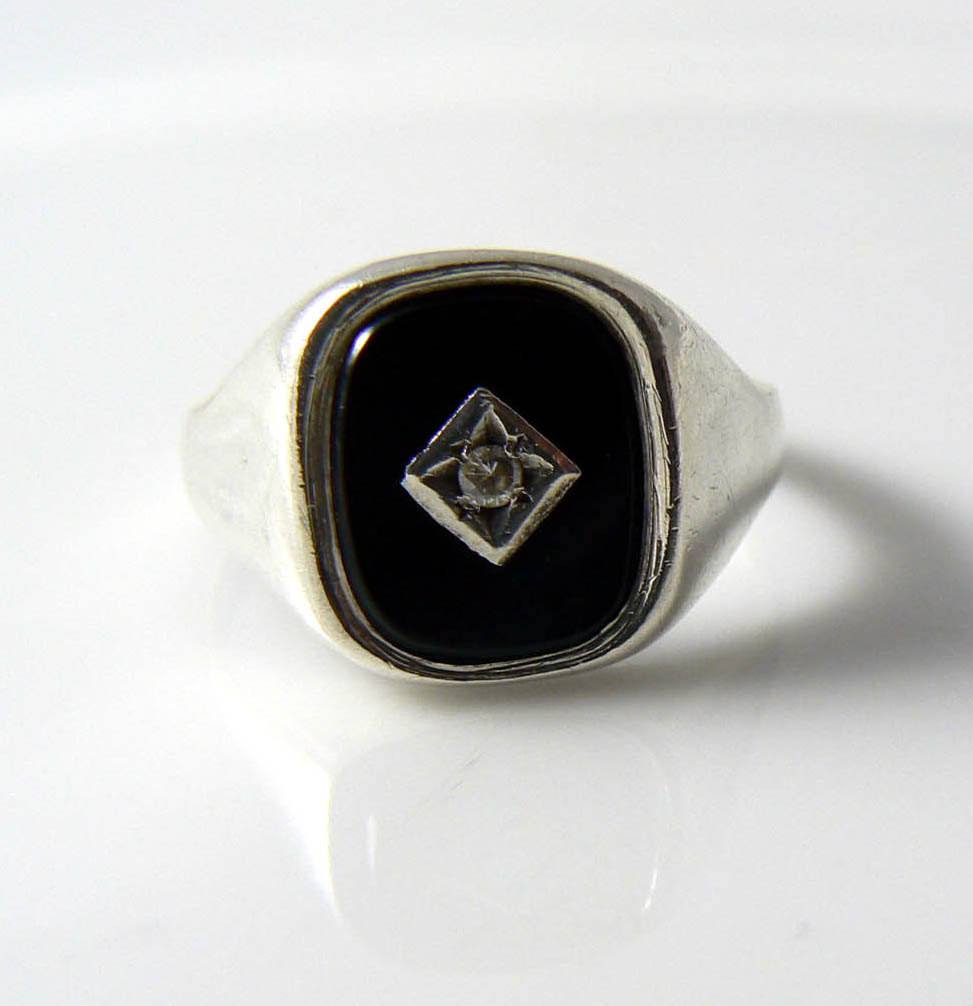 Mens Vintage Art Deco Black Onyx Ring