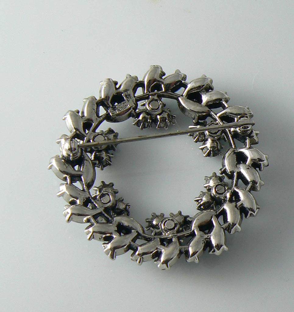 Vintage Crown Trifari Sapphire Blue Rhinestone Brooch - Vintage Lane Jewelry