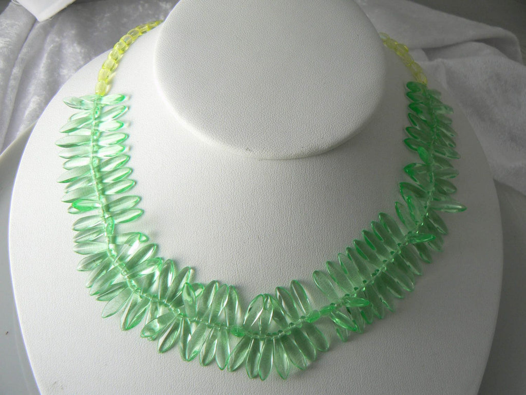 Vaseline Uranium Czech Glass Mint Green Necklace