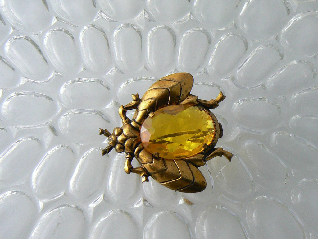 Topaz Rhinestone Fly Insect Brooch