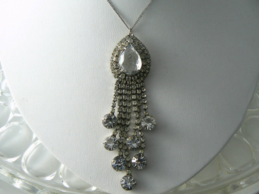Vintage Lisa Crystal Drippy Lavalier Necklace - Vintage Lane Jewelry