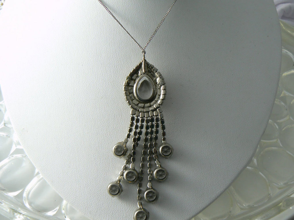 Vintage Lisa Crystal Drippy Lavalier Necklace - Vintage Lane Jewelry