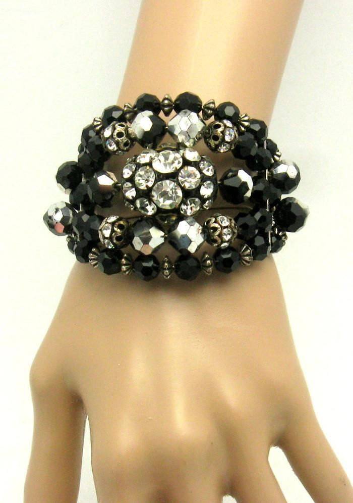 Vintage Alice Caviness Black And Silver Beaded Set - Vintage Lane Jewelry