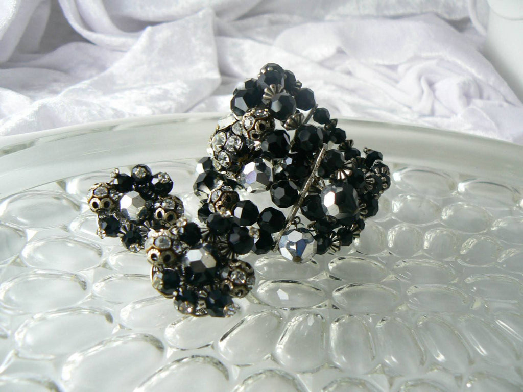 Vintage Alice Caviness Black And Silver Beaded Set - Vintage Lane Jewelry