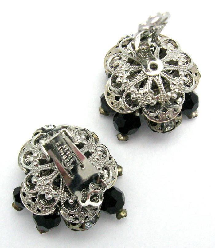 Vintage Alice Caviness Black And Silver Beaded Set - Vintage Lane Jewelry