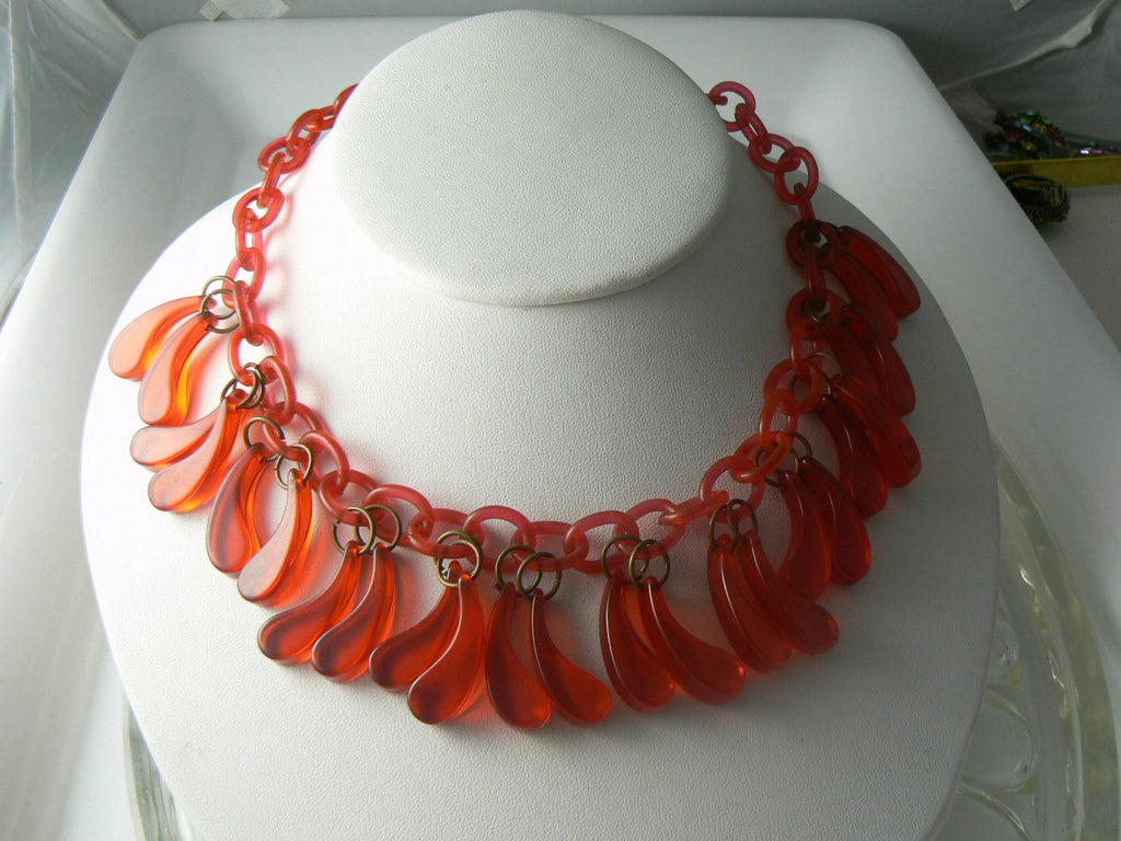 Vintage Art Deco Cherry Juice Bakelite Celluloid Necklace - Vintage Lane Jewelry