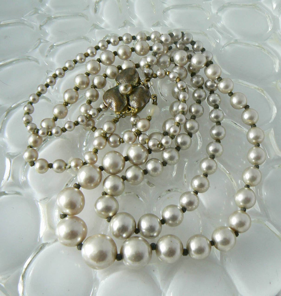 Miriam Haskell 2 Strand Glass Pearl Necklace
