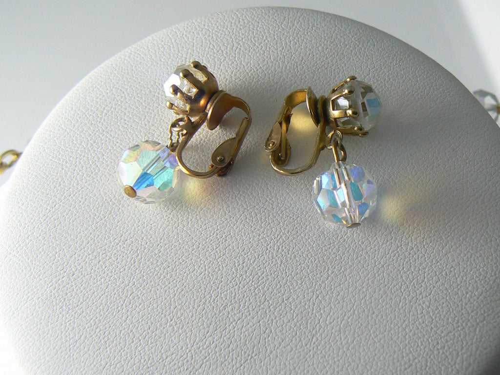 Gorgeous High End Crystal Drippy Bib Necklace And Earrings Set - Vintage Lane Jewelry