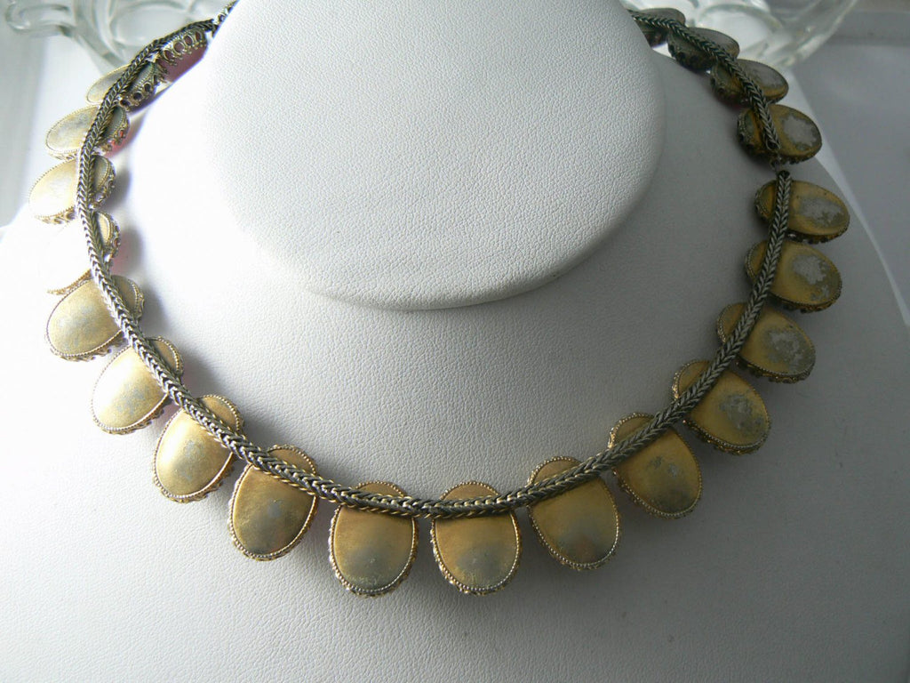 Vintage Pink And Amethyst Moon-glow Glass Necklace - Vintage Lane Jewelry