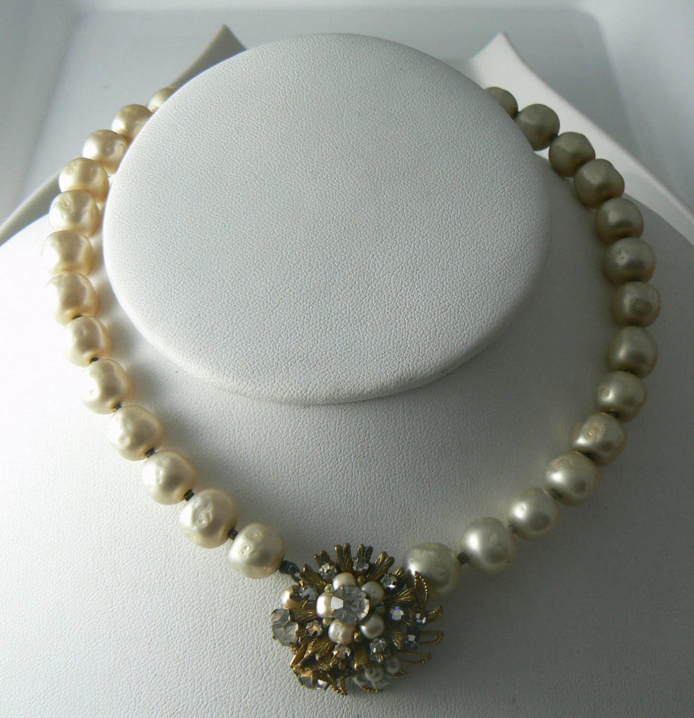 Lovely Signed Demario Baroque Glass Pearl Necklace/choker