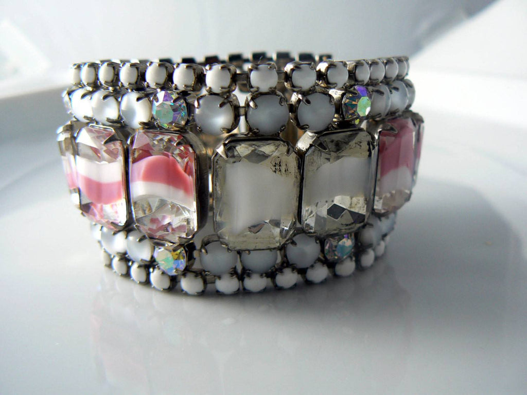 Vintage Hobe Mirror Art Glass Bracelet And Earrings - Vintage Lane Jewelry