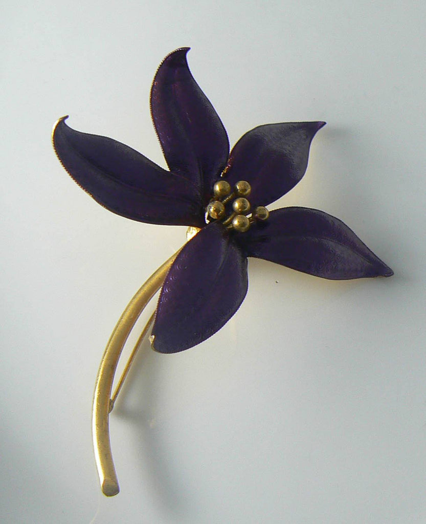 Enamel Purple Orchid Pin