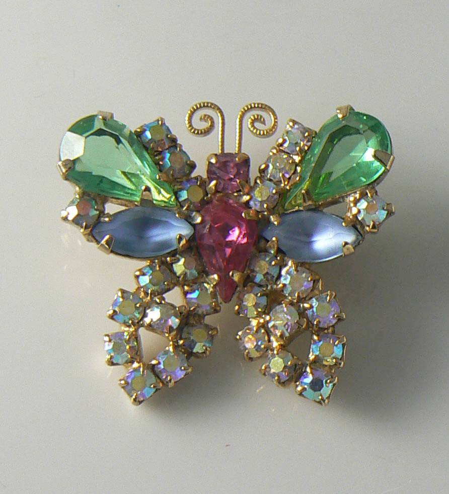 Weiss Rhinestone Butterfly Brooch