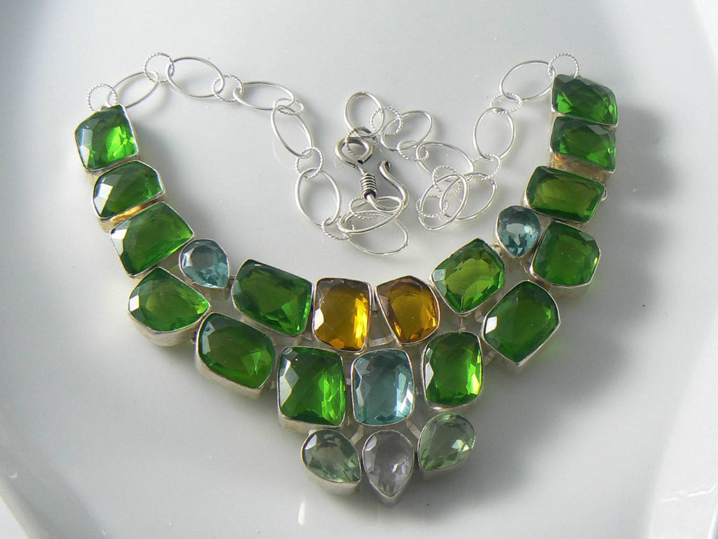 Lithuanian Peridot, Apatite, Citrine Topaz Necklace