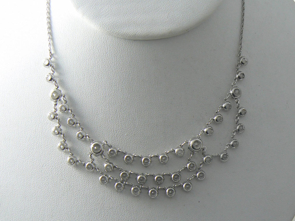 Fabulous Vintage Clear Stones Festoon Necklace - Vintage Lane Jewelry