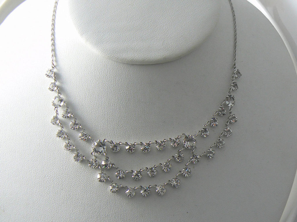 Fabulous Vintage Clear Stones Festoon Necklace
