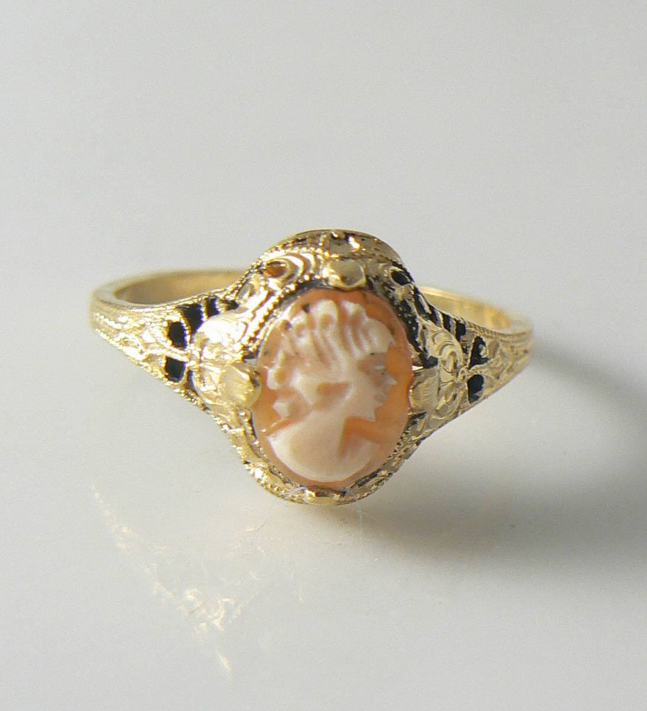 Vintage Art Deco Gold Filled Shell Cameo Ring