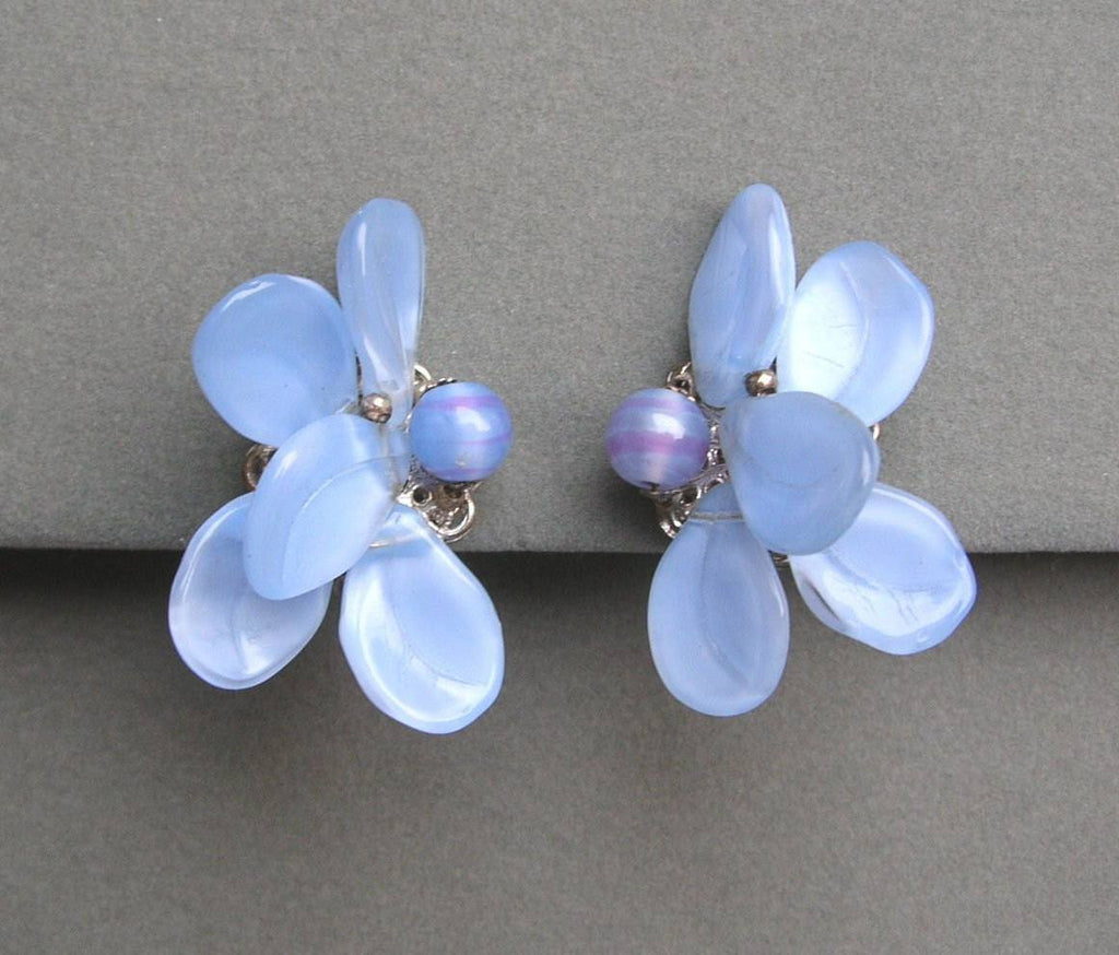 Stunning Miriam Haskell Lavender Blue Glass Necklace And Earring Set - Vintage Lane Jewelry