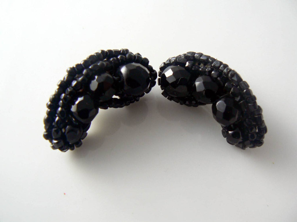 Hobe Black Glass Beads And Seed Beads Earrings