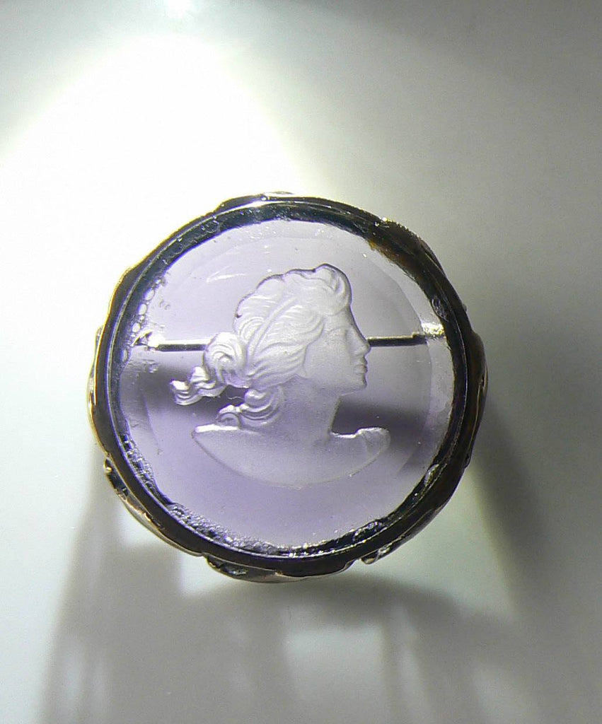 Extasia German Intaglio Amethyst Glass Cameo Brooch